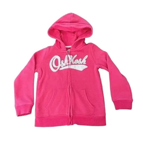 OshKosh B’Gosh Pink Logo Hoodie Toddler Girls Long Sleeves Fleece - Picture 1 of 8